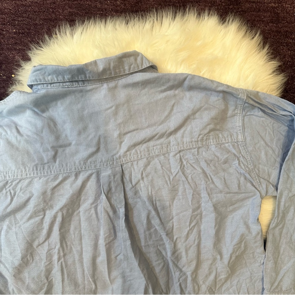 Wild Fable Sky Blue Cropped Collared Shirt - Picture 6 of 7
